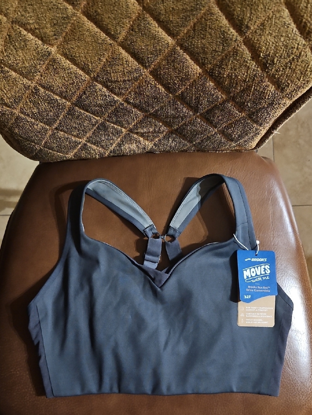 Brooks Drive Convertible Run Sports Bra Wirefree Gray NWT